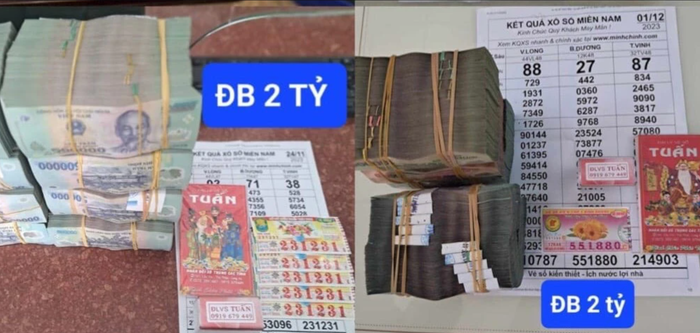 Ông A. trúng 5 tờ giải đặc biệt trị giá 10 tỷ đồng đến đại lý để đổi thưởng - Nguồn ảnh: Dân Việt