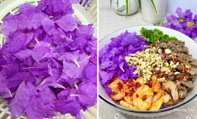 Món gỏi hoa bằng lăng khiến nhiều người bất ngờ vì loài hoa này có thể ăn được
