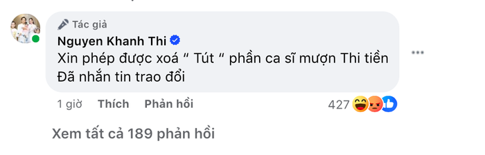 Nữ ca sĩ mượn 80 triệu đồng đã nhắn tin trao đổi với Khánh Thi, nhưng là ai thì không rõ! Ảnh 1