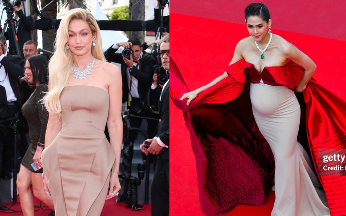 Thảm đỏ Cannes ngày 8: Minh tinh người Thái lộ bụng to, Gigi Hadid đẹp nao lòng Ảnh 2