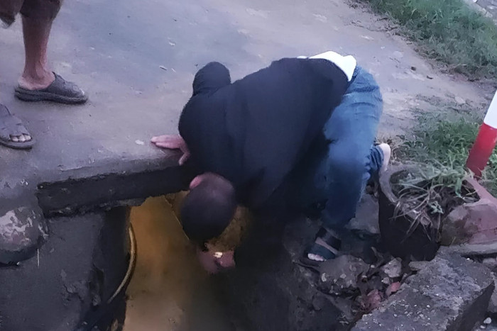 Cống nước nơi 2 thanh niên cứu cụ bà 88 tuổi.