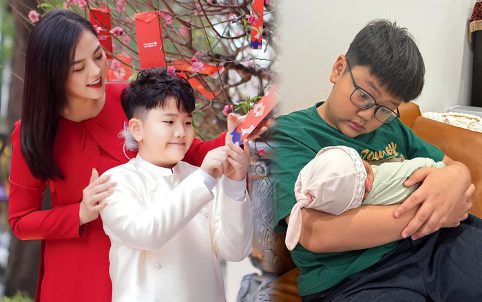 Con trai Thu Quỳnh ra dáng anh cả, trổ tài chăm em cực khéo Ảnh 2