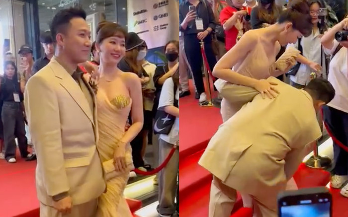 Hari Won gặp khó khăn trên thảm đỏ, Trấn Thành liền có hành động tinh tế Ảnh 2