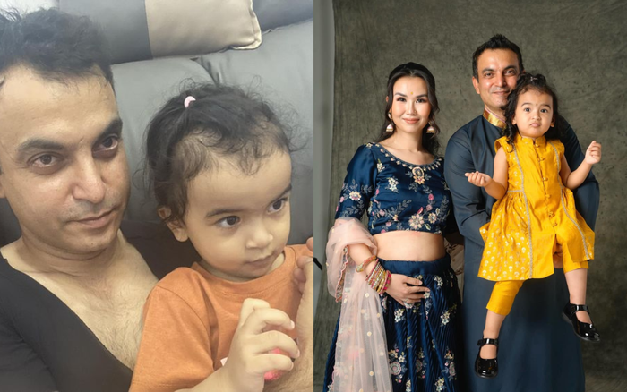 Võ Hạ Trâm hạnh phúc khi ngắm nhìn bé Moon ngày càng giống hệt bố. Ảnh: FBNV