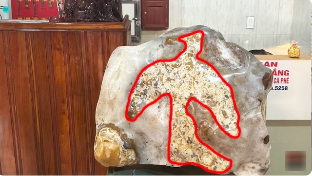 Hình ảnh 'Phụng' trong tứ linh được hiển thị trên phiến đá lạ