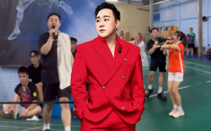 Trung Quân cầm micro khoe giọng trên sân cầu lông: 'Tưởng đang diễn giữa giờ tại Super Bowl' Ảnh 2