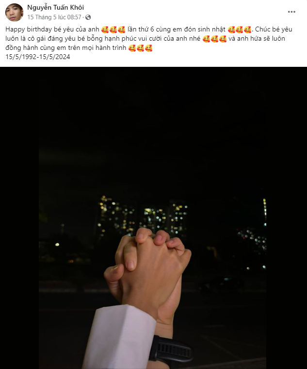Trước đó, Tuấn Khôi đã gửi lời chúc mừng sinh nhật đầy ngọt ngào đến bạn gái.