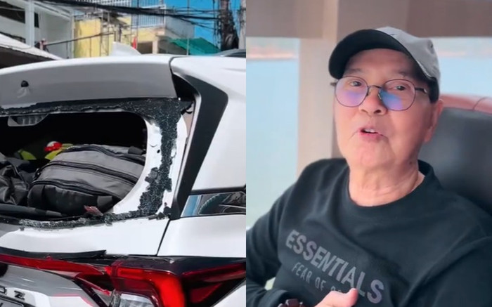 NSND Thanh Điền gặp tai nạn ô tô lúc đi diễn ở Phú Quốc, xe bị biến dạng, vỡ hết kính Ảnh 2