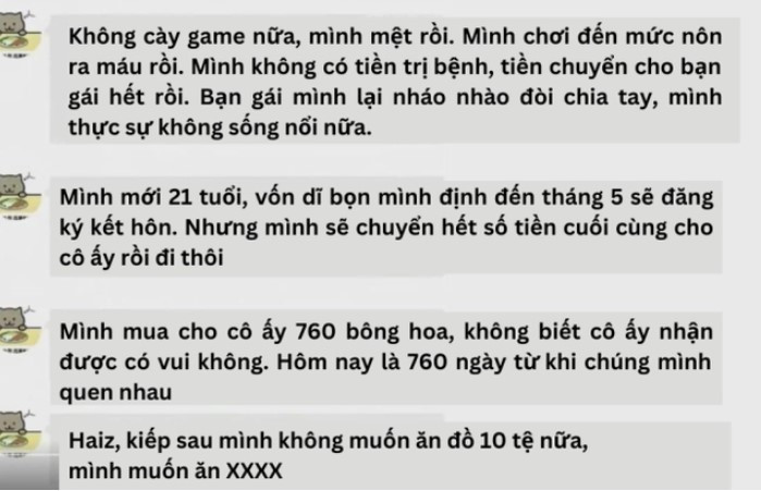 Tin nhắn của Mèo Béo khiến dân mạng đau lòng vì chàng trai si tình.