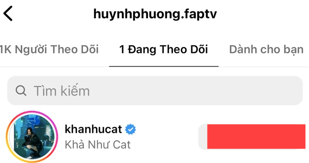 Huỳnh Phương nhập hội 'chỉ follow mình em' khi chỉ theo dõi Khả Như. 