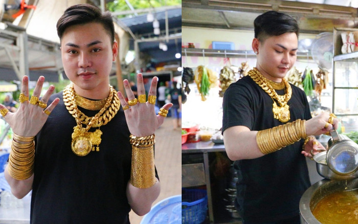 Chàng trai đeo 80 cây vàng khi bán lẩu bò, khách nườm nợp đến 'mục sở thị' Ảnh 2