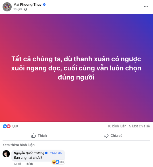Mai Phương Thuý khẳng định Midu 'chọn đúng người' bằng chia sẻ đầu tiên sau khi tham gia hôn lẽ. 