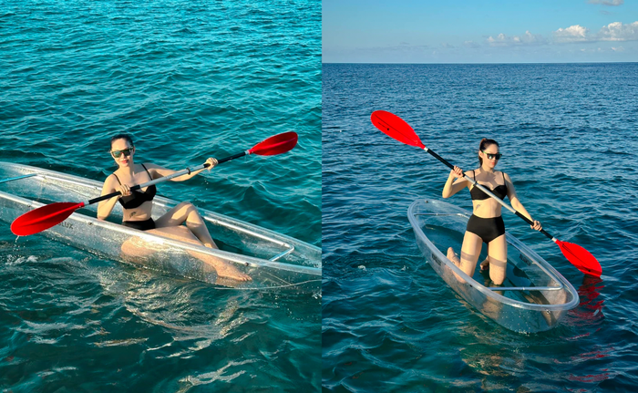 Minh Hằng khoe vóc dáng thon gọn hậu sinh con trong bộ bikini 2 mảnh.