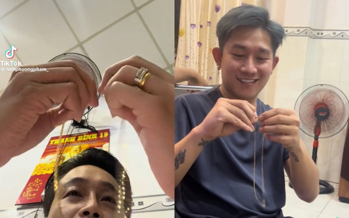 TiTi âm thầm chuẩn bị tặng quà đắt tiền cho người bạn thân thiết, Hồ Gia Hùng nở nụ cười ngập tràn hạnh phúc trước sự chu đáo, quan tâm từ phía TiTi. Ảnh: Chụp màn hình