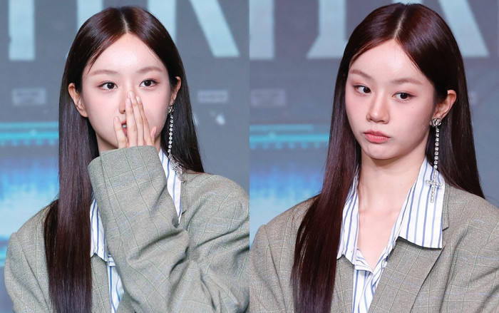 Hình ảnh mới nhất của Hyeri trong buổi họp báo. 