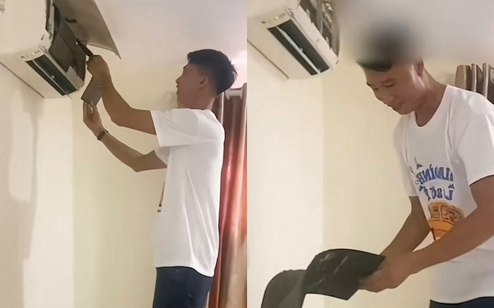 Đi du lịch thấy máy lạnh bị bẩn, anh thợ 'bệnh nghề nghiệp' tháo xuống vệ sinh sạch rồi mới chịu ở Ảnh 2