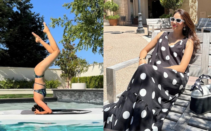 Hoa hậu Phạm Hương thực hiện động tác yoga khó giữa tin đồn mang thai Ảnh 2