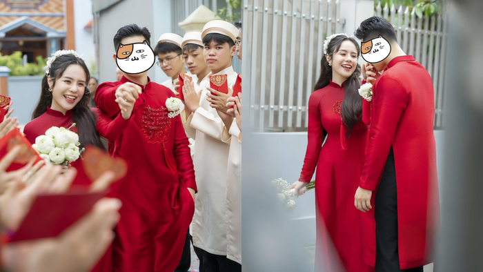 Bộ áo dài của Thái Trinh và nửa kia giấu mặt nhận được nhiều lời khen ngợi.