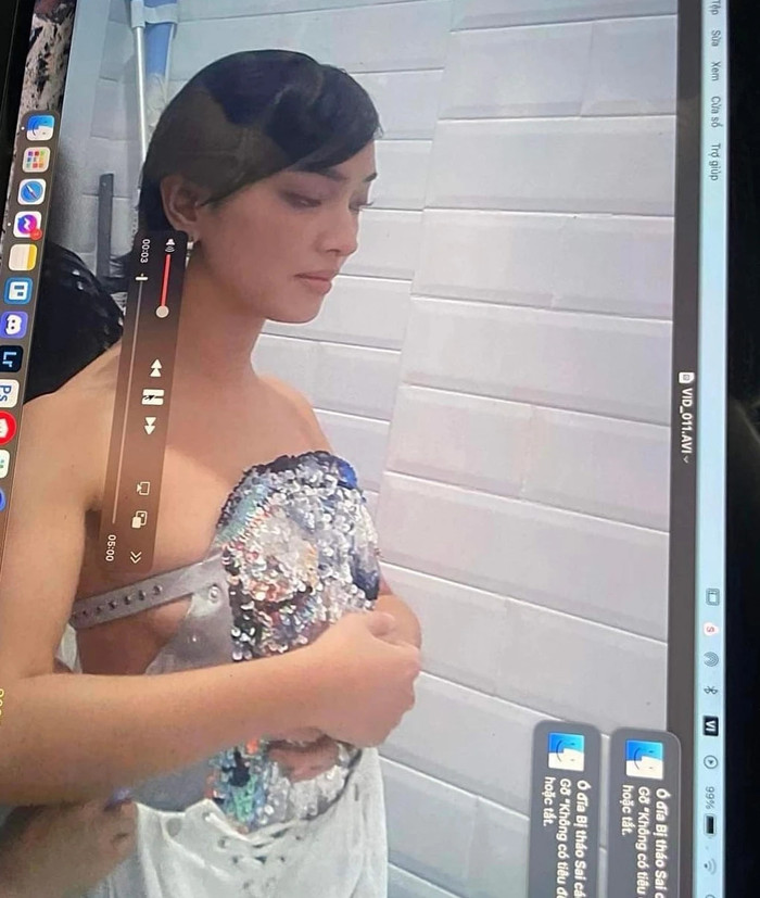 Hình ảnh  Châu Bùi bị quay lén trong nhà vệ sinh