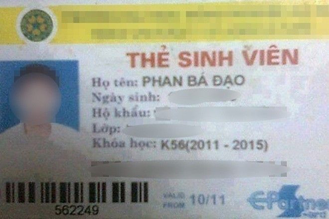 Thẻ sinh viên của chàng trai