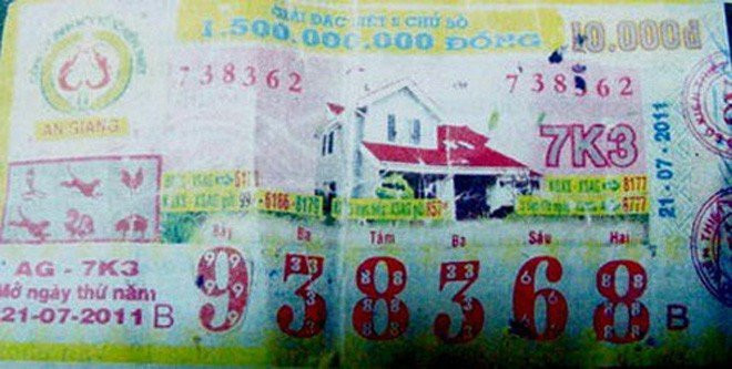 Tờ vé số trúng độc đắc 1.5 tỷ đồng