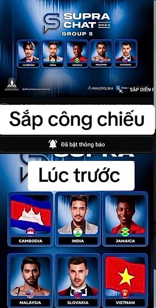 Việt Nam bất ngờ vắng mặt tại phần thi Supra Chat xoay quanh khuôn khổ cuộc thi Mister Supranational 2024 ngay sát giờ phát sóng. (Ảnh: Thế giới Hoa hậu)