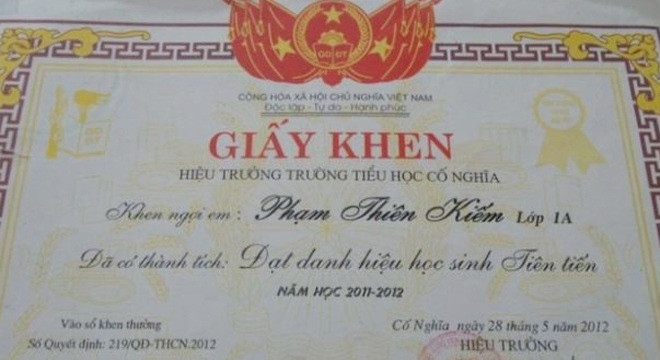 Con trai út của ông Hùng tên Phạm Thiên Kiếm