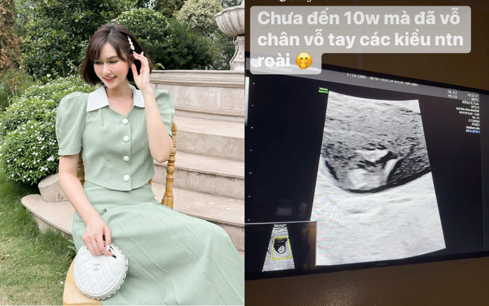 Hương Giang hạnh phúc theo dõi nhóc tỳ trong bụng lớn lên từng ngày. Ảnh: FBNV