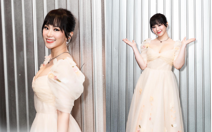 Lương Bích Hữu nở nụ cười tươi tắn, khéo khoe vóc dáng thon gọn sau màn giảm cân ngoạn mục. Ảnh: FBNV