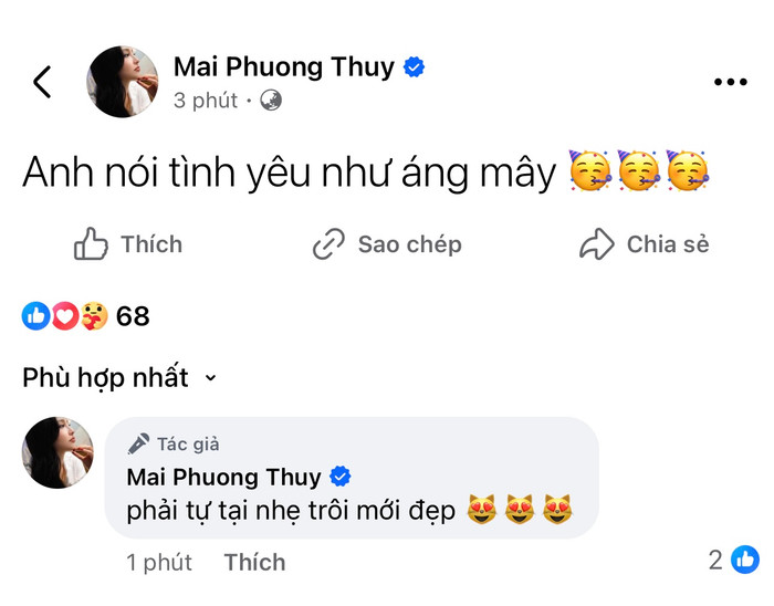 Mai Phương Thuý hiếm hoi nhắc đến chuyện yêu đương với bạn trai giấu mặt. 