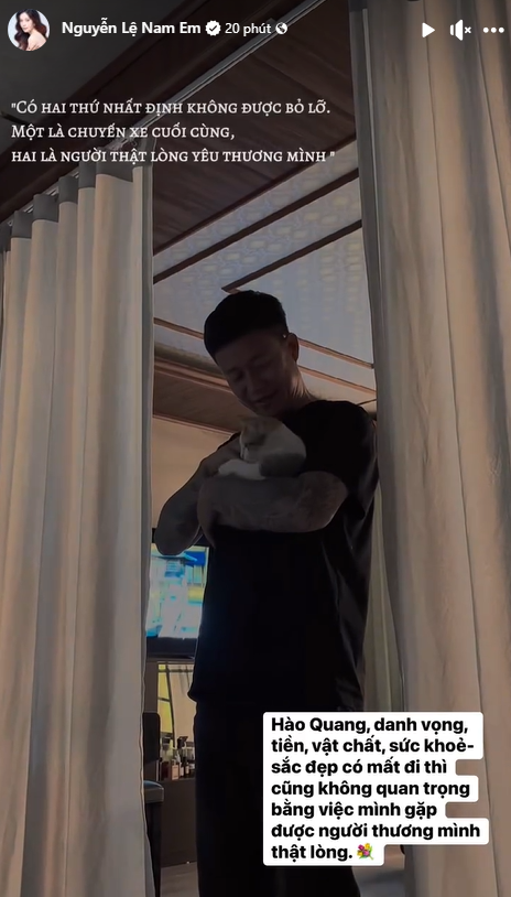 Nam Em trân trọng tình yêu của bạn trai Bùi Hữu Cường. Ảnh chụp màn hình