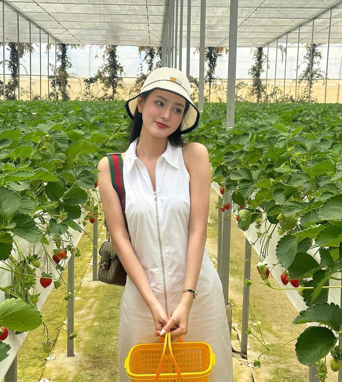 Có thể thấy, người đẹp sinh năm 2002 có niềm yêu thích với kiểu dáng và họa tiết đặc trưng gắn liền mẫu túi Gucci Horsebit 1955. Cô thường đeo vai thiết kế này trong các chuyến du lịch thưởng lãm. Trên gian hàng thương hiệu thời trang nước Ý, mẫu mã được trình làng giới mộ điệu với khung giá khoảng 80 triệu.