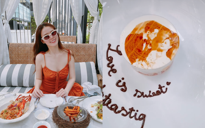 Midu diện váy hai dây khéo khoe thân hình gợi cảm, thoải mái tận hưởng khoảng thời gian hẹn hò đầy ngọt ngào với chồng. Ảnh: FBNV