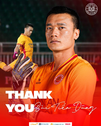 Thủ môn Bùi Tiến Dũng đã nhận giấy thanh lý từ CLB CAHN. Ảnh: CLB CAHN