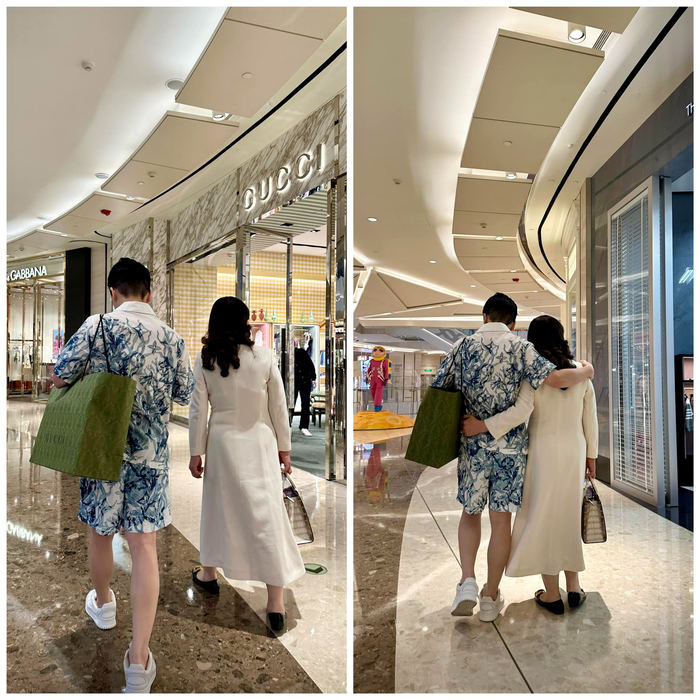 Mẹ chồng Đỗ Mỹ Linh và các con trai thường xuyên đi mua sắm đồ hiệu cùng nhau như Gucci, YSL, Hermes...