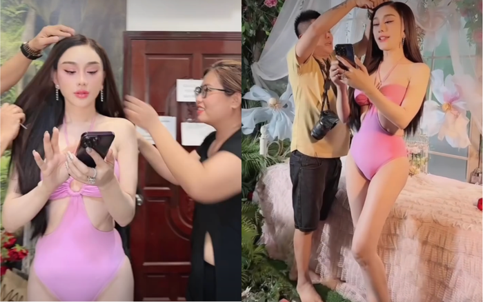 Lâm Khánh Chi được ê-kíp chăm sóc tỉ mỉ, cẩn thận từng chi tiết. Ảnh: FBNV