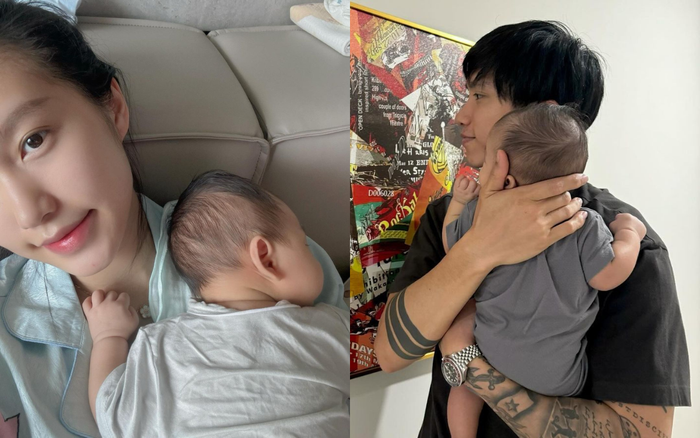 Vợ chồng Doãn Hải My - Đoàn Văn Hậu thay nhau trông con nhỏ. Được biết nhóc tỳ nhà cặp đôi nổi tiếng có tên thật là Đoàn Minh Đăng, biệt danh ở nhà là Lúa. Ảnh: Instagram minhlaluaday