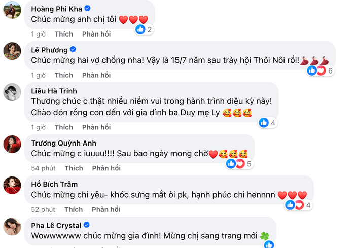 Kha Ly được hội chị em, bạn bè thân thiết chúc mừng. Ảnh: Chụp màn hình