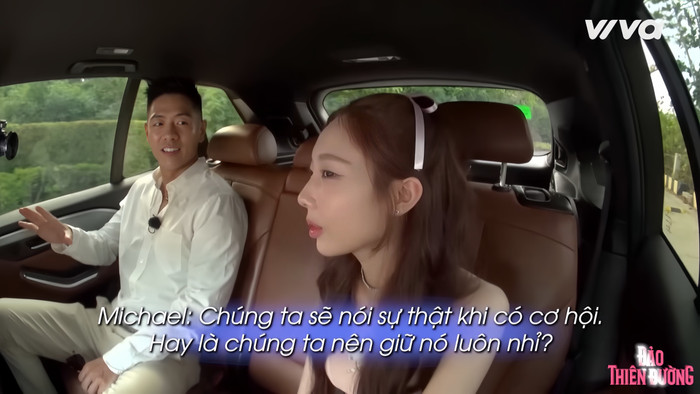 Michael Trương có ý định giữ bí mật về buổi hẹn thứ hai tại Đảo Thiên Đường, nhưng anh vẫn hỏi Yuna Vũ về mong muốn của bản thân và tôn trọng đối phương. Ảnh: Chụp màn hình