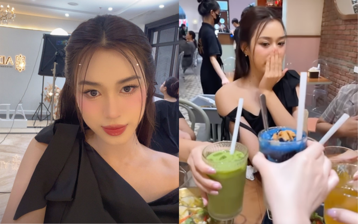 Đỗ Thị Hà vui vẻ ăn tiệc sinh nhật sớm khi bận rộn với công việc. Ảnh: Instagram doha.hhvn