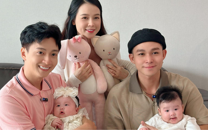 Ngô Kiến Huy, Jun Phạm là hai người anh thân thiết với Sam đã chủ động đến nhà riêng của nàng hotgirl để thăm hai nhóc tỳ. Ảnh: FBNV