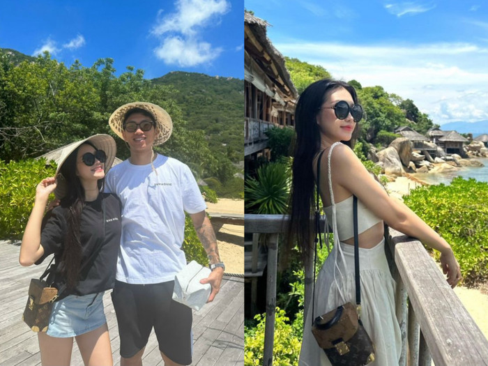 Mẫu túi nâu hình hộp được Doãn Hải My diện đi diện lại.