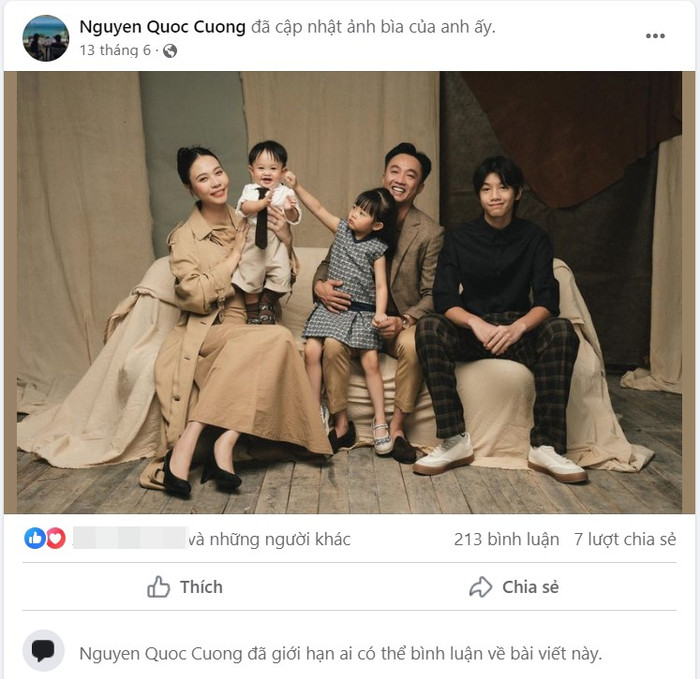 Bức ảnh hiếm hoi còn lại trên trang cá nhân của Cường Đô La.