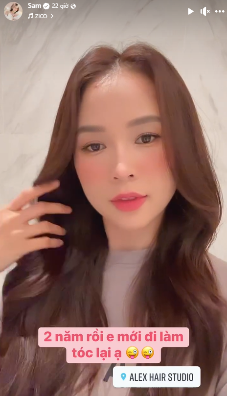 Sam tiết lộ phải mất 2 năm mới đi làm tóc trở lại. Ảnh chụp màn hình FBNV