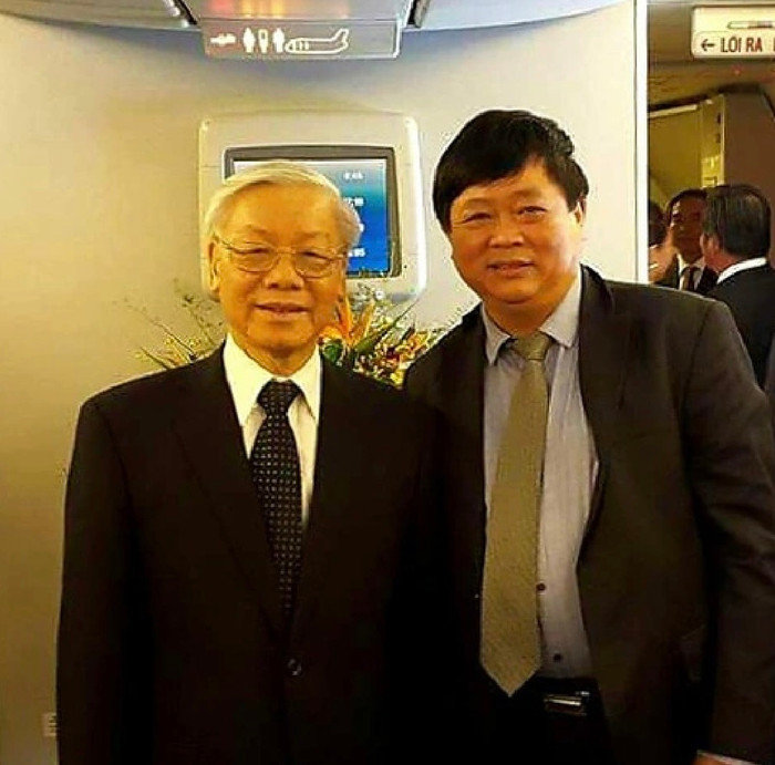 Tổng bí thư Nguyễn Phú Trọng (trái) và ông Nguyễn Thế Kỷ trong chuyến thăm Mỹ năm 2015 - Ảnh: NVCC