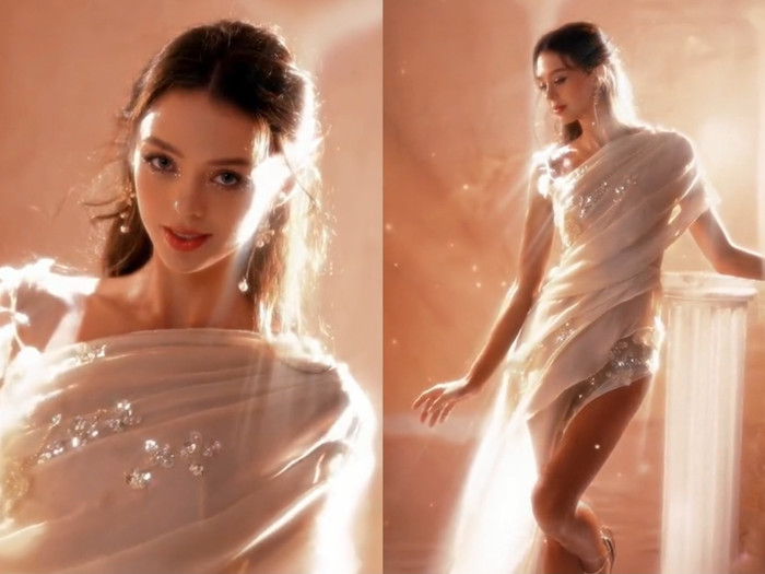 Vợ Bùi Tiến Dũng sáng bừng nhan sắc tựa nữ thần trong buổi chụp ảnh.