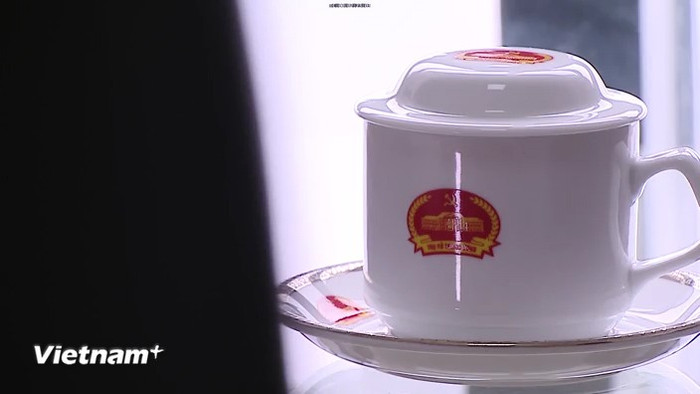 Tách trà mà Tổng Bí Thư Nguyễn Phú Trọng hay dùng. (Ảnh: PV/Vietnam+)