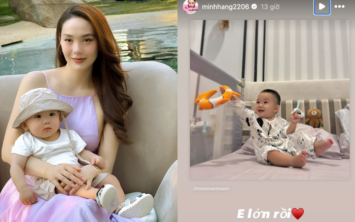 Minh Hằng vui mừng vì con trai ngày càng lém lỉnh, đáng yêu. Ảnh: Instagram minhhang2206