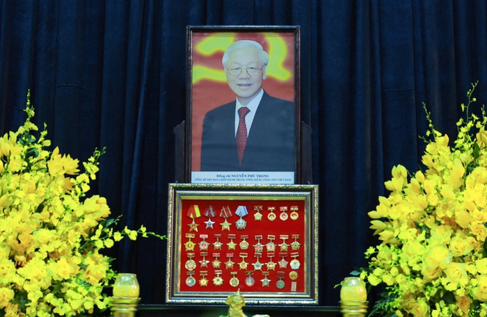 Lễ viếng và Lễ truy điệu Tổng Bí thư Nguyễn Phú Trọng diễn ra tại Nhà tang lễ số 5 Trần Thánh Tông (Hà Nội) - Ảnh: NGUYỄN KHÁNH