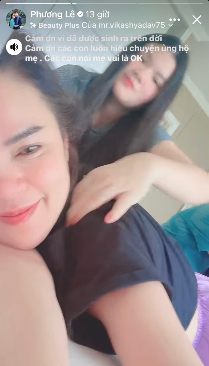 Con gái ủng hộ chuyện tình giữa Hoa hậu Phương Lê và NSƯT Vũ Luân. Ảnh chụp màn hình